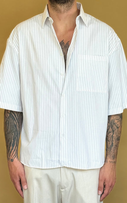 CAMICIA M/M CROP 100% COTONE - RIGATA