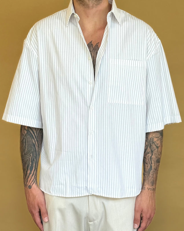 CAMICIA M/M CROP 100% COTONE - RIGATA