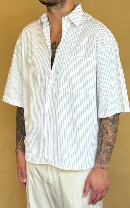 CAMICIA M/M CROP 100% COTONE - RIGATA