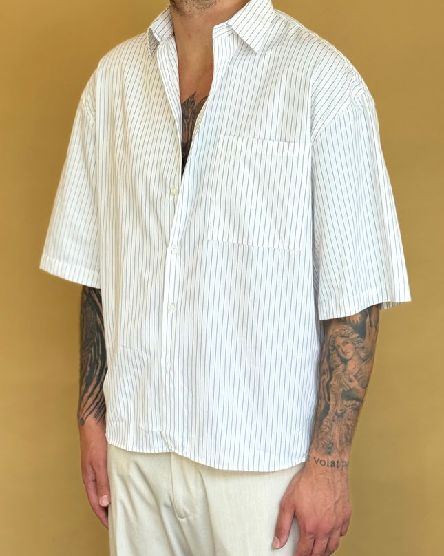 CAMICIA M/M CROP 100% COTONE - RIGATA