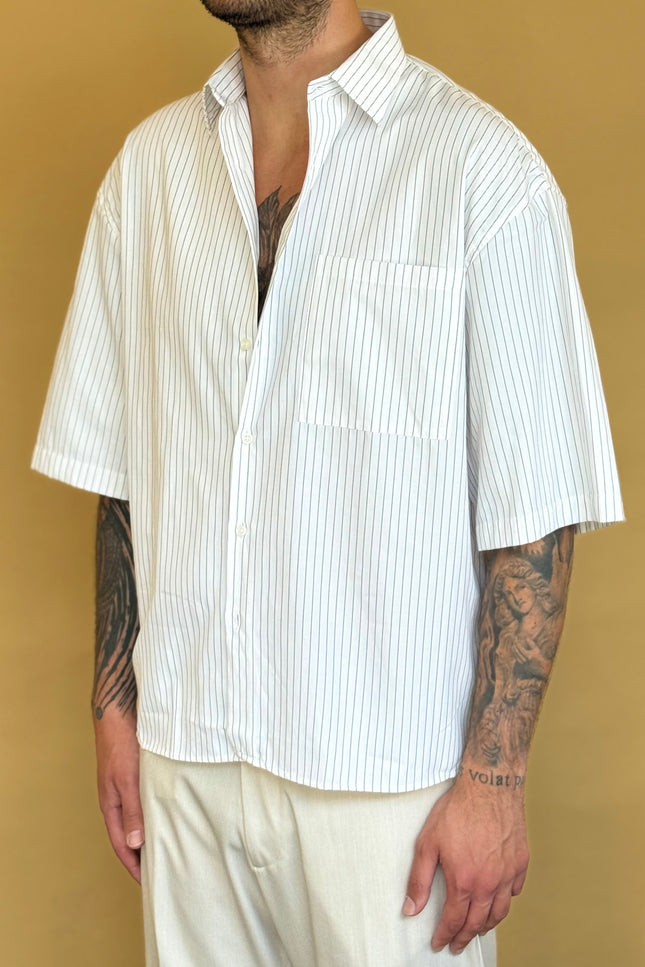 CAMICIA M/M CROP 100% COTONE - RIGATA