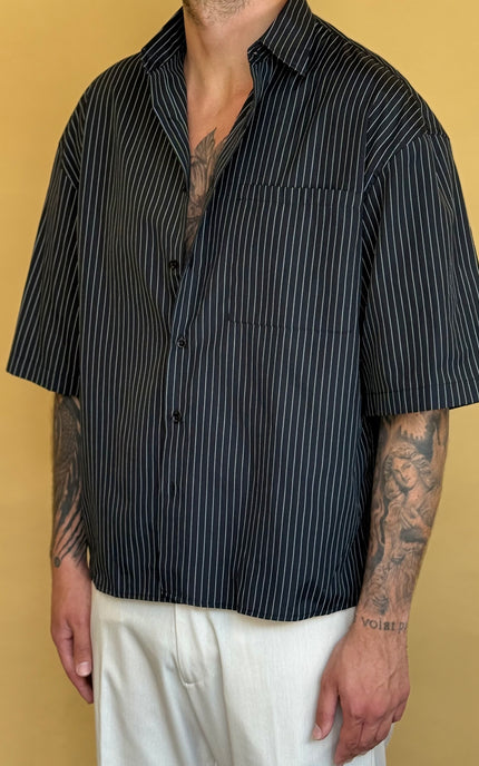CAMICIA M/M CROP 100% COTONE - RIGATA