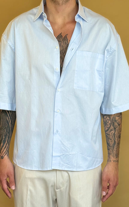 CAMICIA M/M CROP 100% COTONE - TINTA UNITA