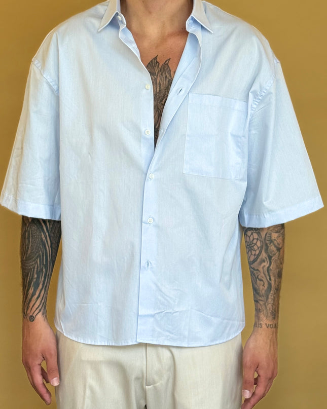 CAMICIA M/M CROP 100% COTONE - TINTA UNITA