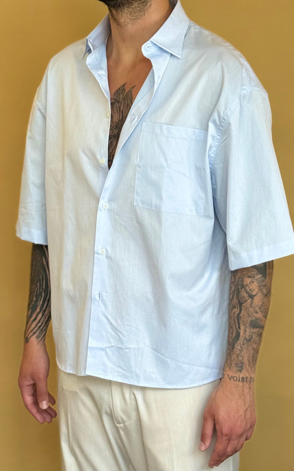 CAMICIA M/M CROP 100% COTONE - TINTA UNITA