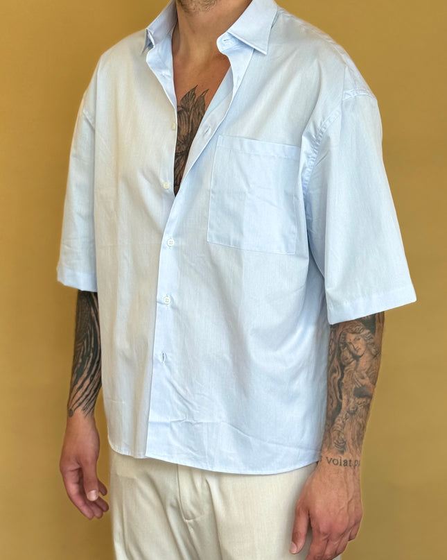 CAMICIA M/M CROP 100% COTONE - TINTA UNITA