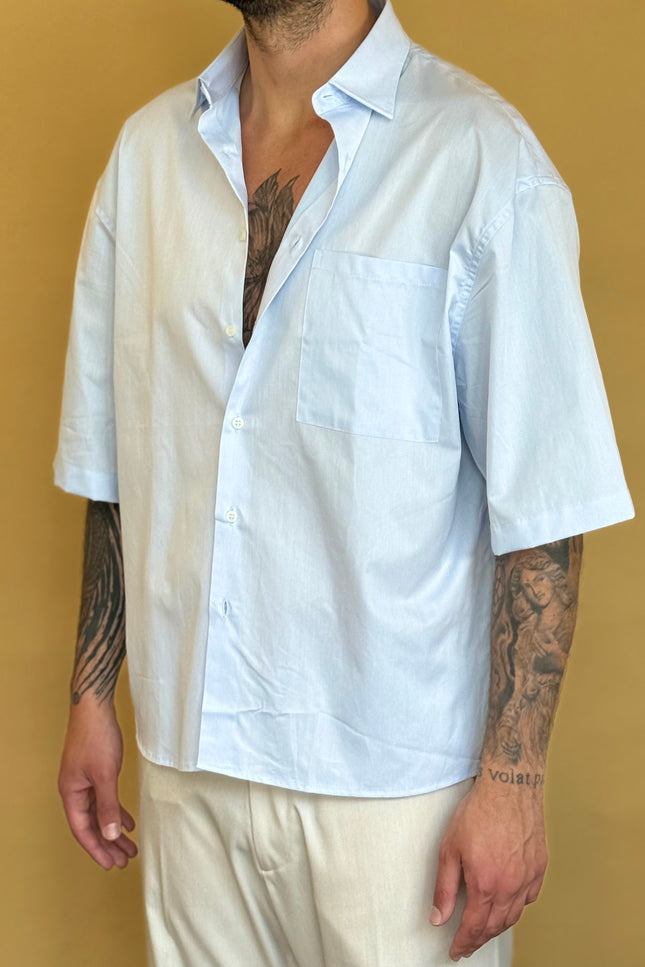 CAMICIA M/M CROP 100% COTONE - TINTA UNITA