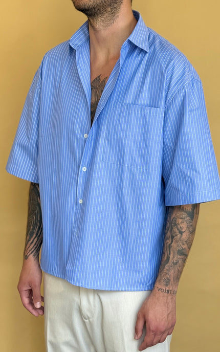 CAMICIA M/M CROP 100% COTONE - RIGATA