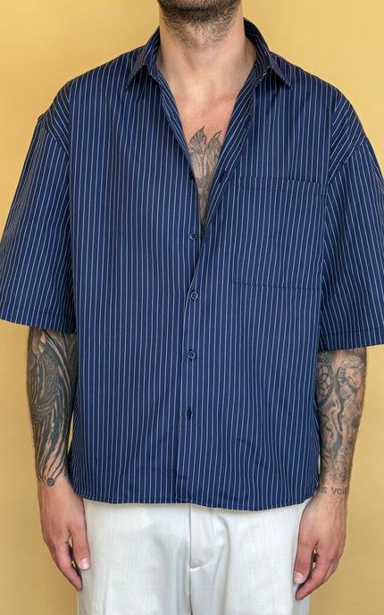 CAMICIA M/M CROP 100% COTONE - RIGATA