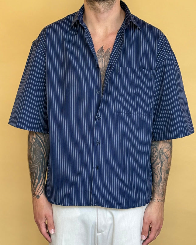 CAMICIA M/M CROP 100% COTONE - RIGATA