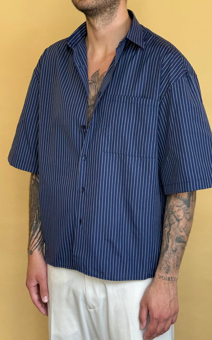 CAMICIA M/M CROP 100% COTONE - RIGATA