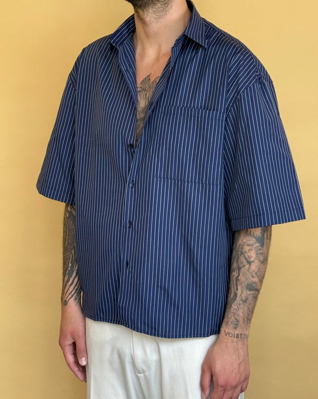 CAMICIA M/M CROP 100% COTONE - RIGATA