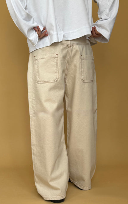 WIDE BALLOON FIT CREAM DENIM