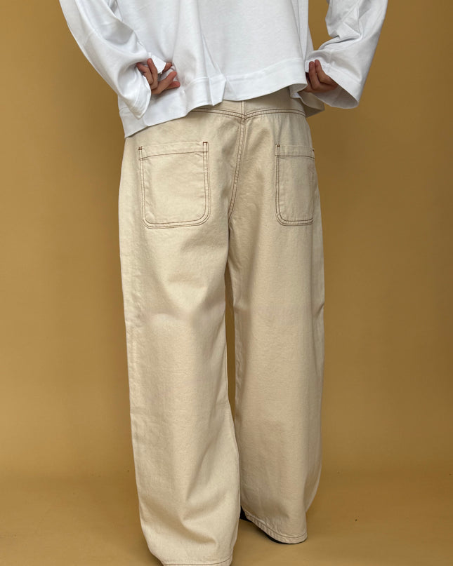 WIDE BALLOON FIT CREAM DENIM