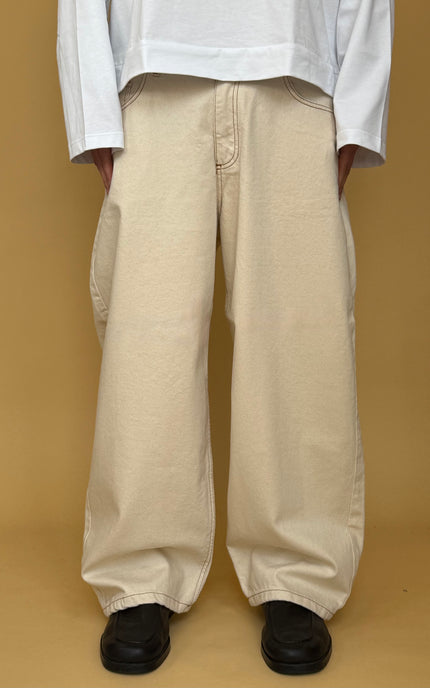 WIDE BALLOON FIT CREAM DENIM