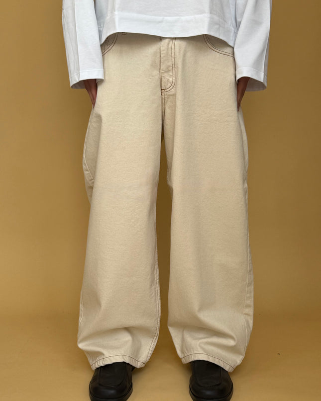 WIDE BALLOON FIT CREAM DENIM