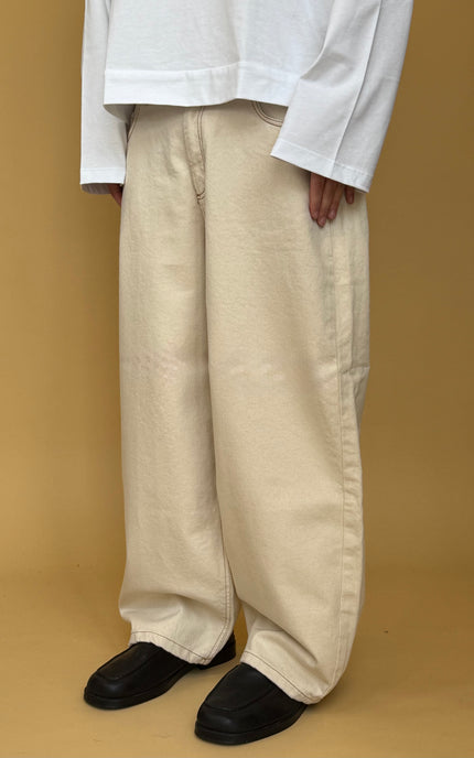WIDE BALLOON FIT CREAM DENIM