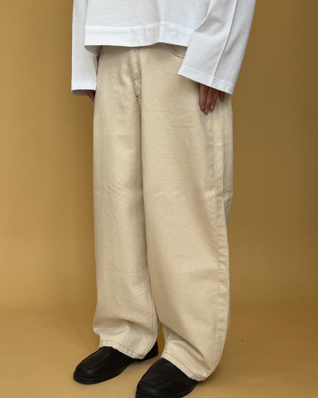 WIDE BALLOON FIT CREAM DENIM
