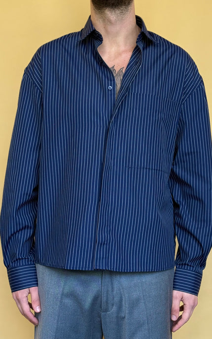 CAMICIA CROP 100% COTONE - RIGATA