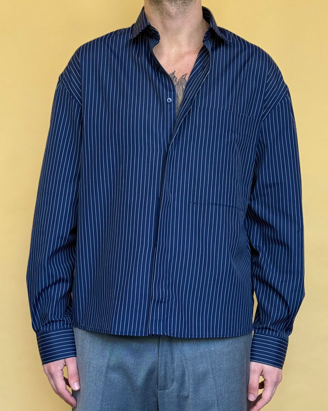 CAMICIA CROP 100% COTONE - RIGATA