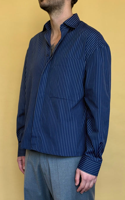 CAMICIA CROP 100% COTONE - RIGATA