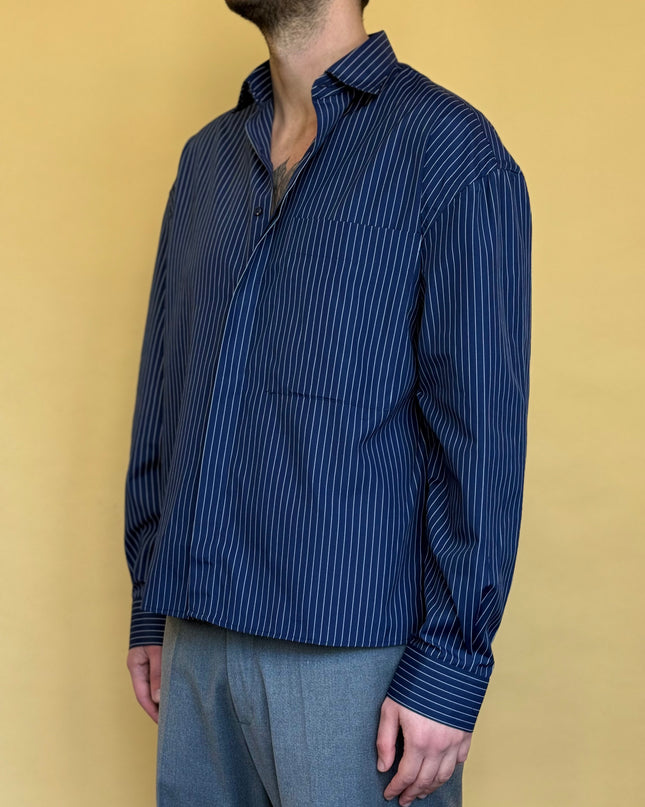 CAMICIA CROP 100% COTONE - RIGATA