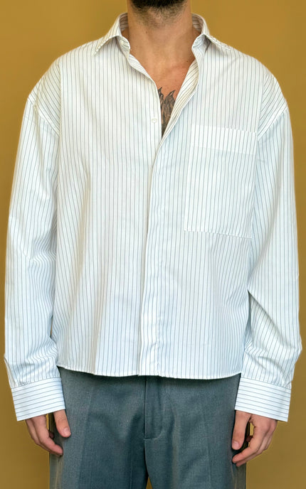 CAMICIA CROP 100% COTONE - RIGATA