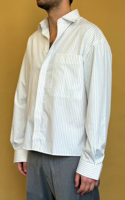 CAMICIA CROP 100% COTONE - RIGATA