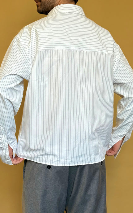 CAMICIA CROP 100% COTONE - RIGATA