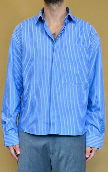 CAMICIA CROP 100% COTONE - RIGATA