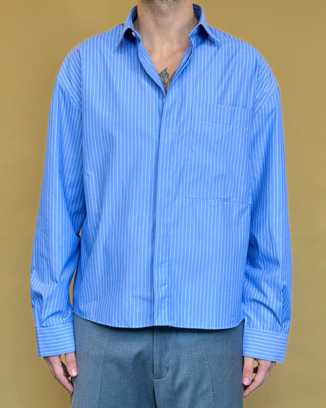 CAMICIA CROP 100% COTONE - RIGATA