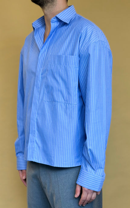 CAMICIA CROP 100% COTONE - RIGATA