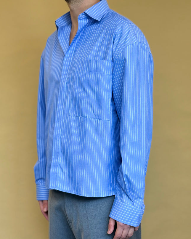 CAMICIA CROP 100% COTONE - RIGATA