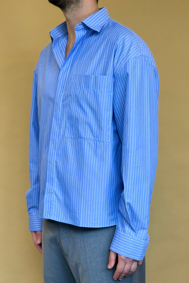 CAMICIA CROP 100% COTONE - RIGATA