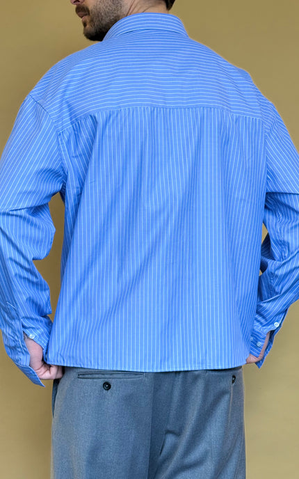 CAMICIA CROP 100% COTONE - RIGATA