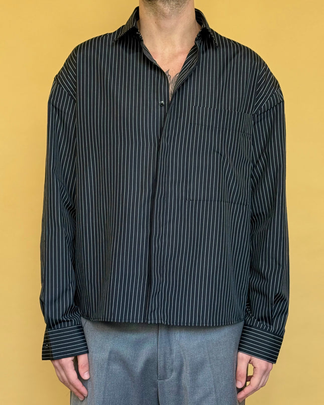 CAMICIA CROP 100% COTONE - RIGATA