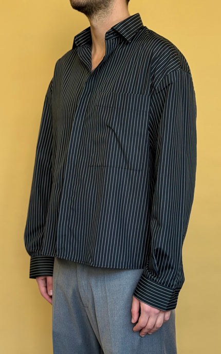 CAMICIA CROP 100% COTONE - RIGATA