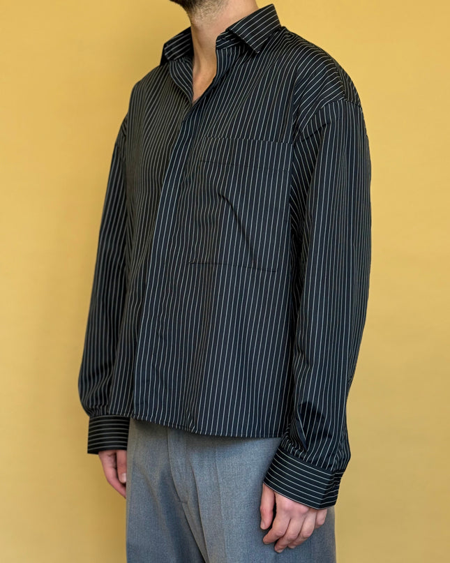 CAMICIA CROP 100% COTONE - RIGATA